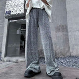 Textured Elegant Drawstring Waist Casual Pants