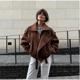 Versatile Retro Lace-Up Zipper jacket