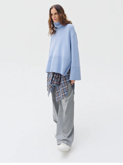 Cozy Knit Split Pullover Sweater Women