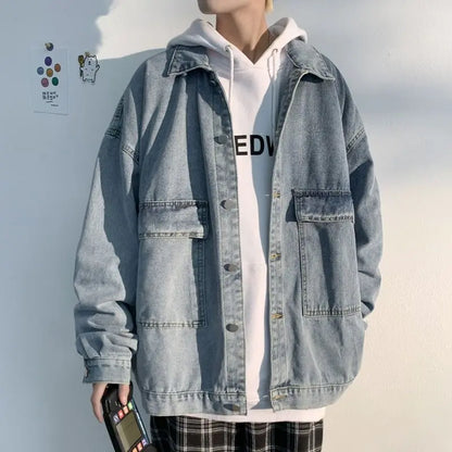 High Street Loose Button Patchwork Denim Jacket