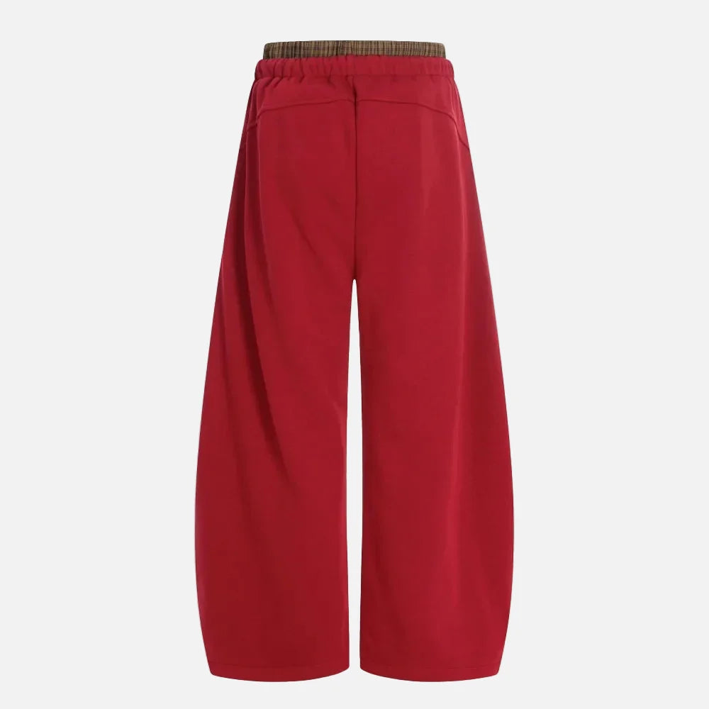 Effortless Plaid Double Waisted Baggy Sweatpants