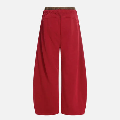 Effortless Plaid Double Waisted Baggy Sweatpants