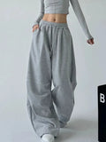 Women Retro Vintage High Waist Wide Leg Sweatpants