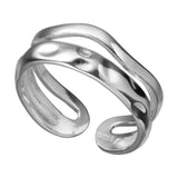 Women Wavey Sterling Silver Double Layer Line Ring