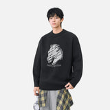 Cozy Winter Horse Pattern Crewneck Sweater