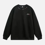 Retro Style Embroidered Faux Suede Sweatshirt