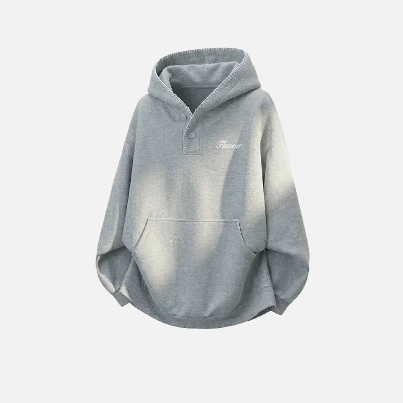 Streetwear Hip Hop Heavyweight Half Breasted Hoodie