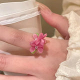 Elegant Floral Glass Bead Stretch Ring