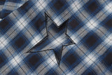 Long-sleeve Star Patch Lapel Plaid Shirt