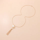 Elegant Pearl Tassel Pendant Long Necklace