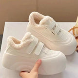Autumn Big Head White Platform Fur Sneaker