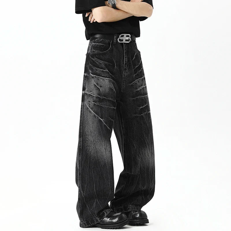 Contrast Color Straight Leg Denim Jeans