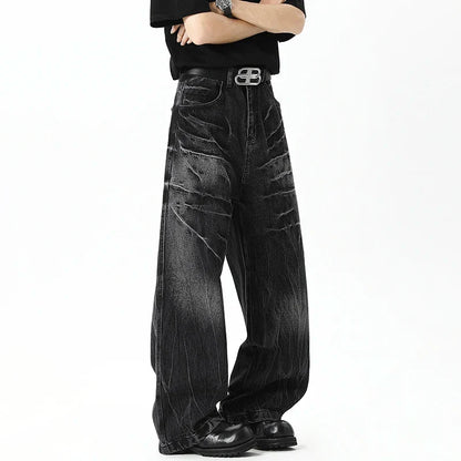 Contrast Color Straight Leg Denim Jeans