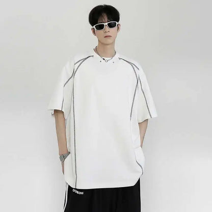 Stylish Loose Stripe Printed Short Sleeve T-Shirt