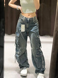 Model wearing the blue Utility Style Cargo Pants