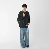 Comfortable Textured Crew Neck Long Sleeve T-Shirt