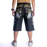 Vintage Washed Distressed Knee-Length Denim Shorts