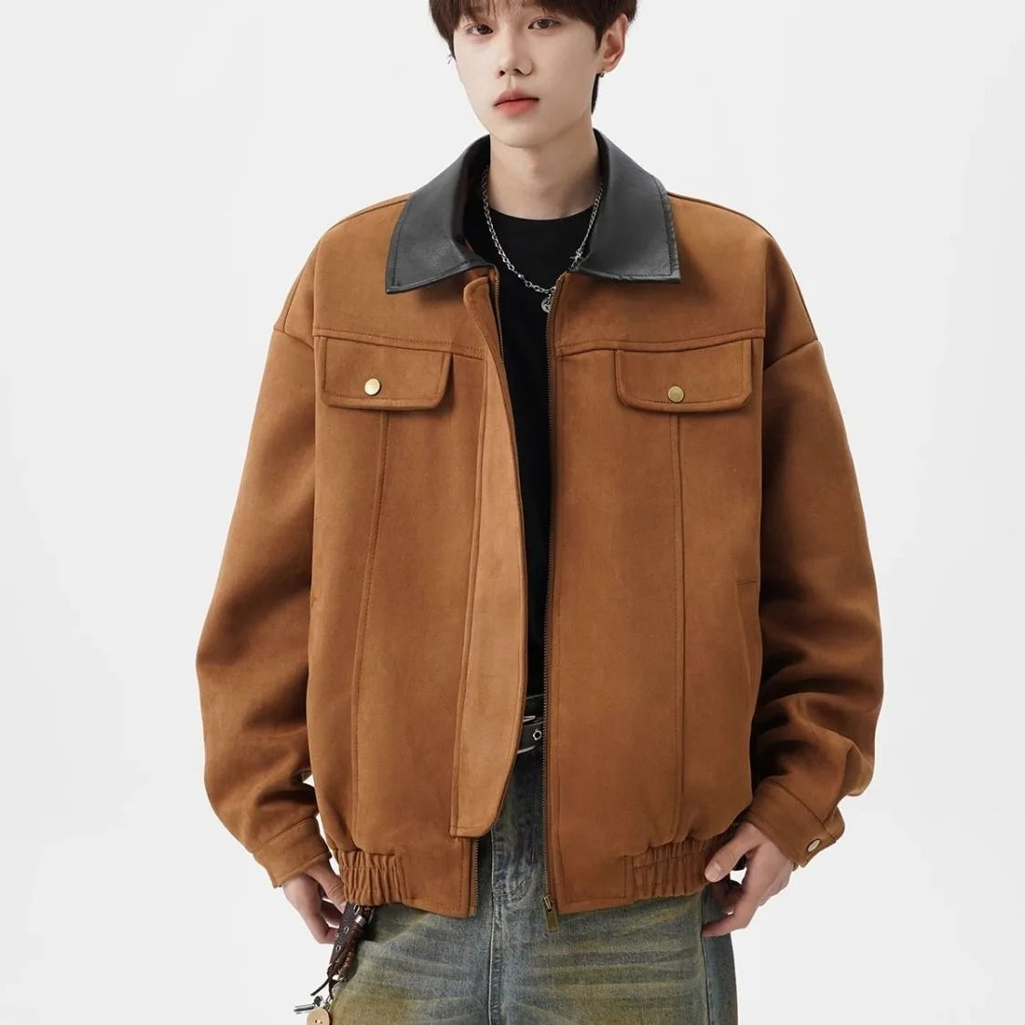 Kinetic Color Blocked Tooling Lapel Jacket