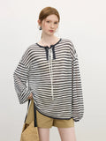 Elegant Striped French Holiday Long-Sleeved T-Shirt