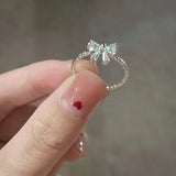 White Bowknot Zinc alloy Ring
