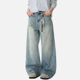 Solid Color Distressed Denim Jeans