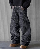 Y2K Distressed Retro Embroidery Jeans