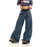 Effortless Y2K Blue Wide Leg Denim Jeans