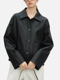 Retro Korean Style Single-Breasted Leather Jacket