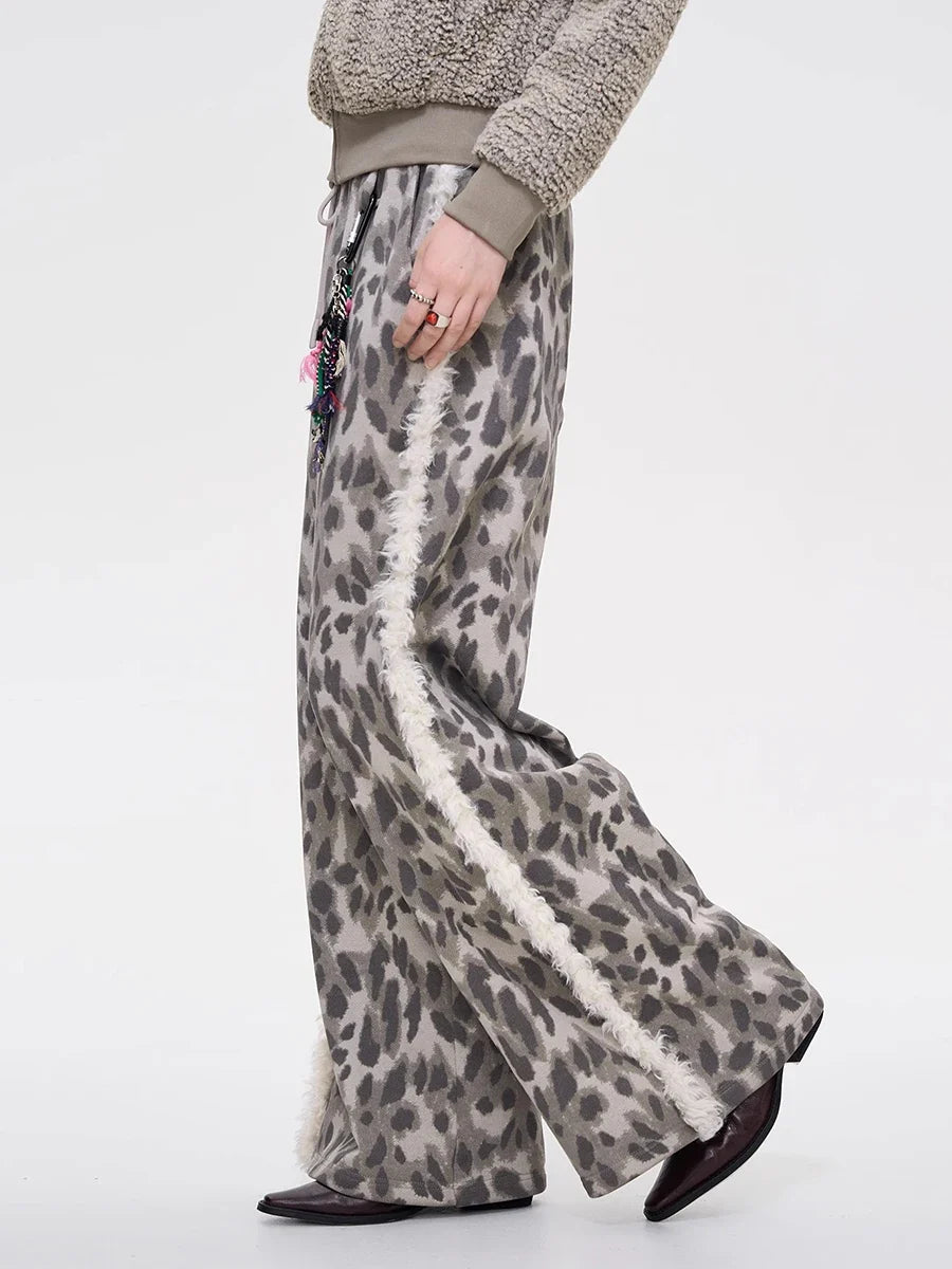 Leopard Print Faux Fur Sweatpant