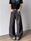 Cyber Graphic Patchwork Baggy Black Jeans