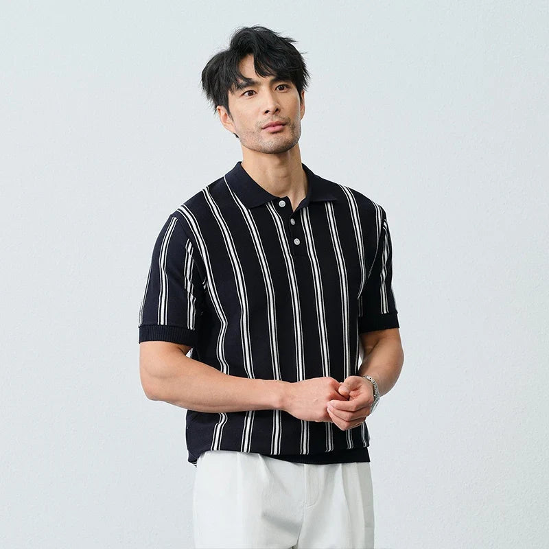 Men's Luxury Striped Casual Business Polo T-Shirt