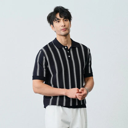 Men's Luxury Striped Casual Business Polo T-Shirt