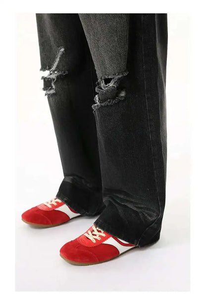 High Quality Wornout Burr Straight Jeans