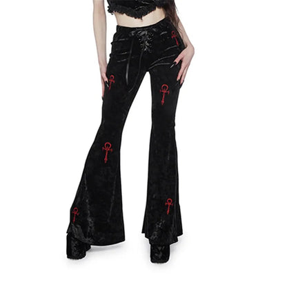 Velvet High Waist Flare Pants