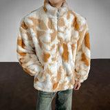 Winter Tie-Dye Stand-Collar Faux Fur Jacket