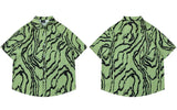 Irregular Stripes Graphic Printed Short Sleeve Shirt