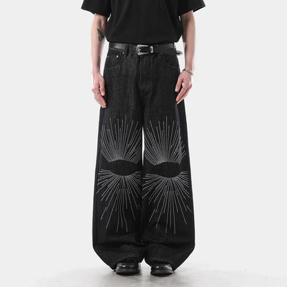Embroidered Casual American Style Retro Jeans