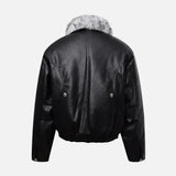 Breathable Y2K Fur Collar Leather Motorcycle Jacket