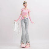 Y2K Lace-Up Flared Jeans
