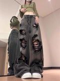 Vintage Oversize Cutting Ripped Denim Jeans