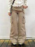 Vintage Khaki Flared Patchwork Denim Jeans
