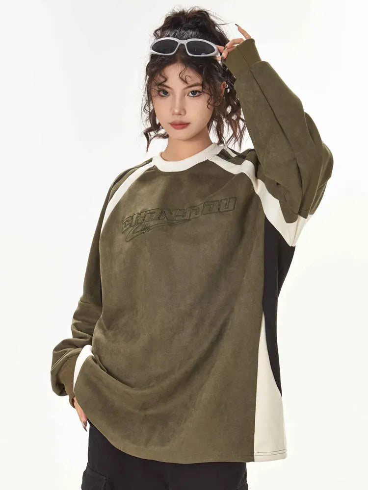 Retro Embroidery Patchwork Sweatshirt