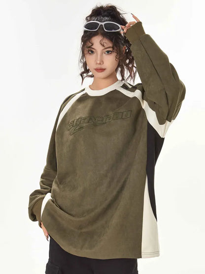 Retro Embroidery Patchwork Sweatshirt