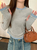 Vibrant Striped Long Sleeve Round T-shirt