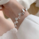 Geometric Round Pad Punk Silver Bracelet
