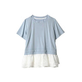 Light Blue Ruffle Hem Boho T-Shirt