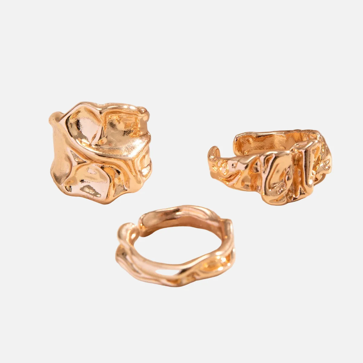 Front view the gold Folded Tin Foil Rings