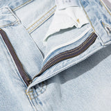 Washed Ripped Straight Denim Jeans
