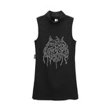 Black Gothic Tank Cyber Y2K Top