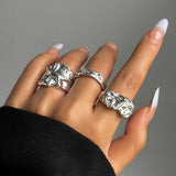 Model wearing the silver Folded Tin Foil Rings